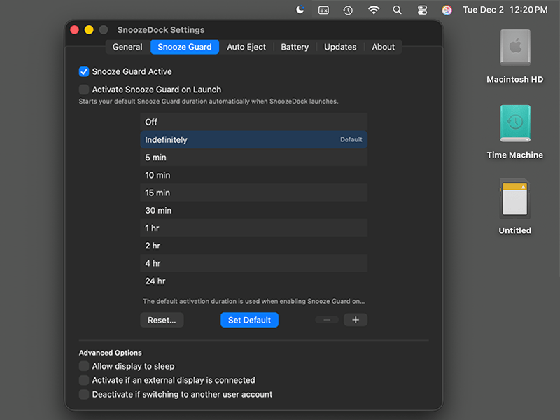 SnoozeDock App Interface